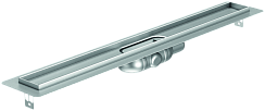 Душевой канал ACO Showerdrain C из нержавеющей стали - горизонтальный продольный выпуск  DN 40, встроенный сифон из пластика, горизонтальный фланец 885х70х69 мм