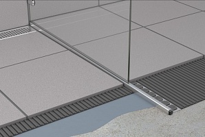 Матовая переходная панель для плитки из нержавеющей стали левая /правая L= 1490 h= 15 мм
