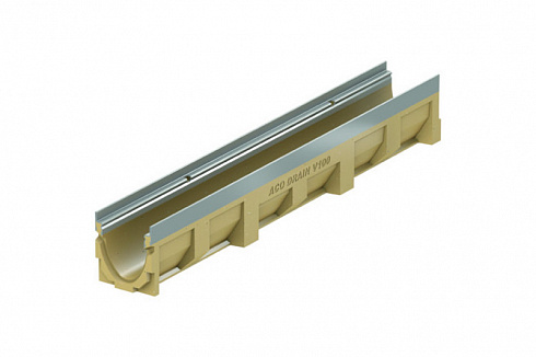 Канал водоотводный ACO DRAIN Multiline V100 из полимербетона с кантом из оцинкованной стали 10-13.5-15 L