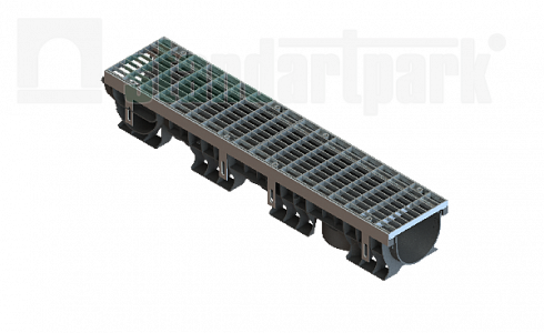 Лоток водоотводный пластиковый PolyMax Drive ЛВ-15.21.15-ПП-РВ-ОС-Я1 DN150 h150 с решеткой ячеистой ОС кл.А15 (к-т)