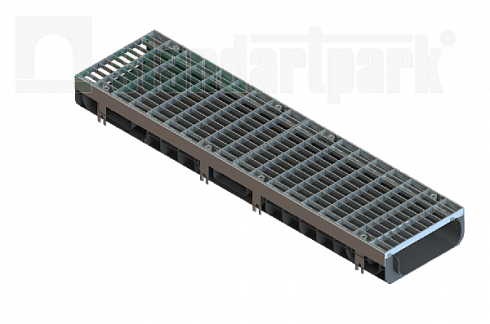 Лоток пластиковый PolyMax Drive ЛВ-20.26.08-ПП-РВ-ОС-Я1 DN200 h80 с решеткой ячеистой ОС кл.А15 (к-т)