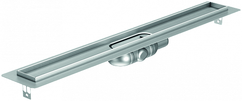 Душевой канал ACO Showerdrain C из нержавеющей стали - горизонтальный продольный выпуск  DN 40, встроенный сифон из пластика, горизонтальный фланец 985х70х69 мм